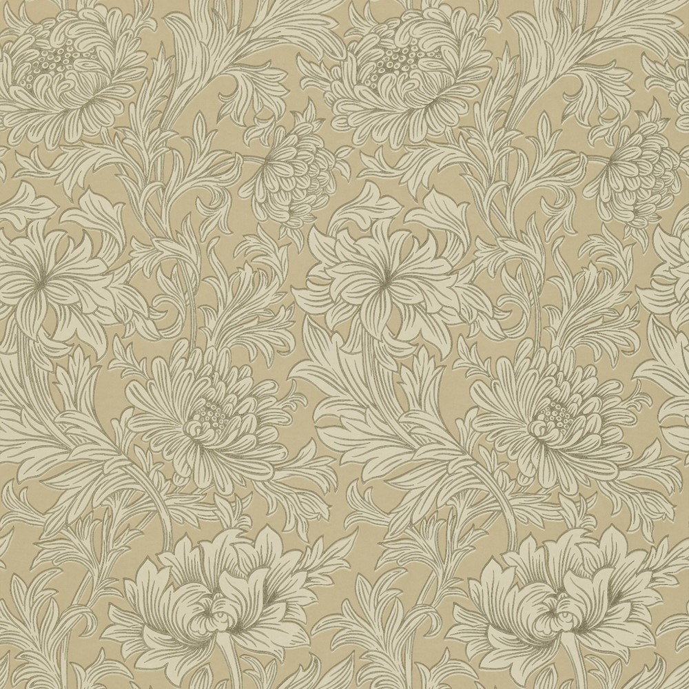 Chrysanthemum Toile Wallpaper 103 by Morris & Co in Ivory Gold